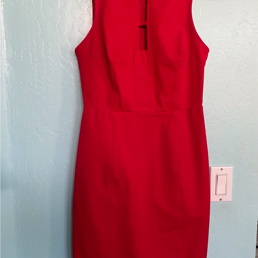 Banana Republic 8P red sheath dress cut outs